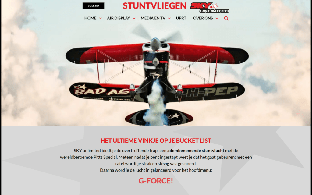 Webdesign en ontwikkeling voor nieuwe website stuntvliegen.nl