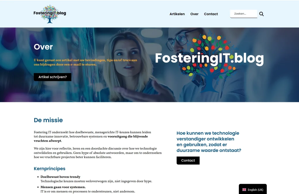 Webdesign en ontwikkeling voor nieuwe blog Fostering IT